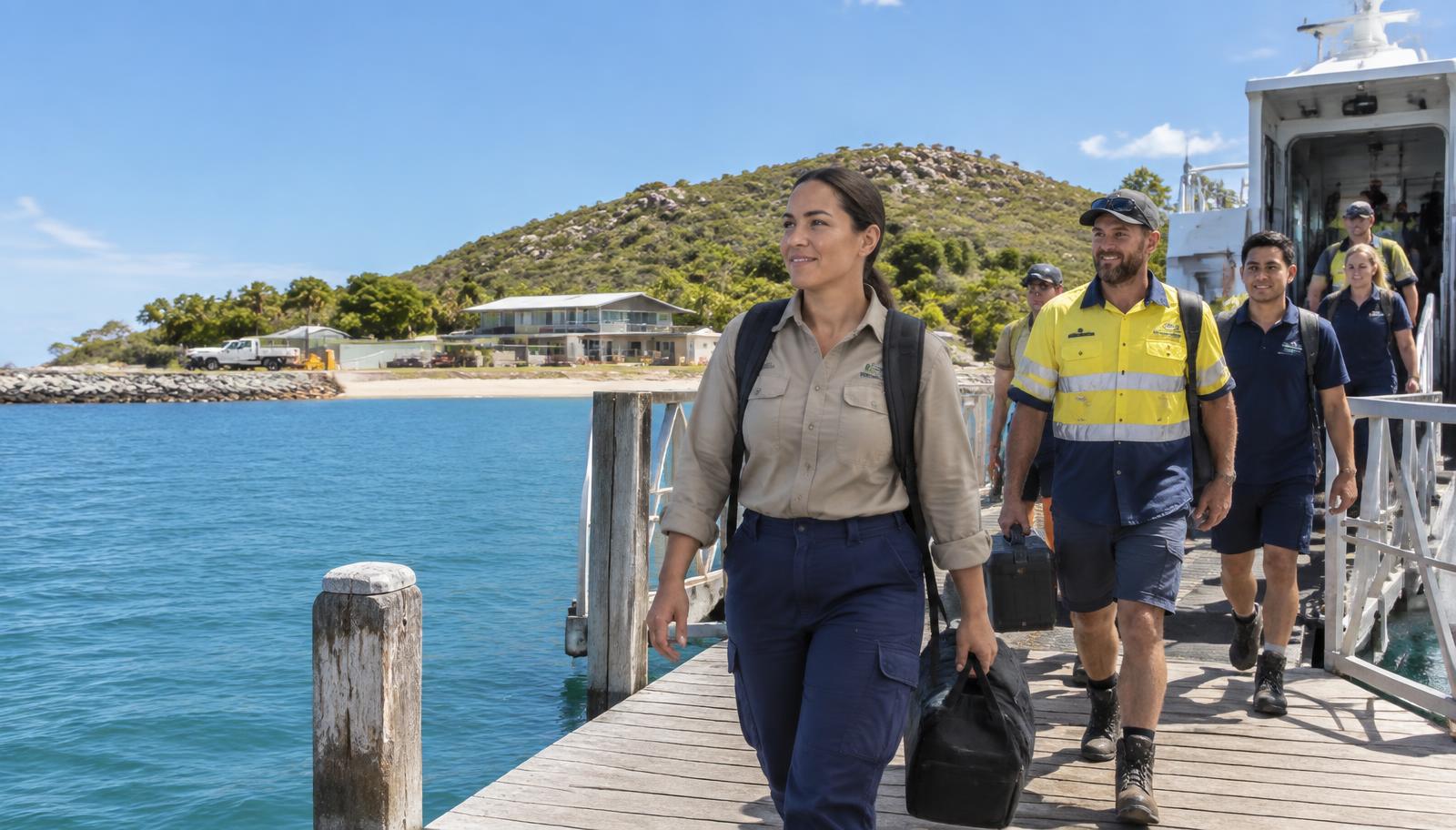Workers at an Australian resort preparing for a day of work