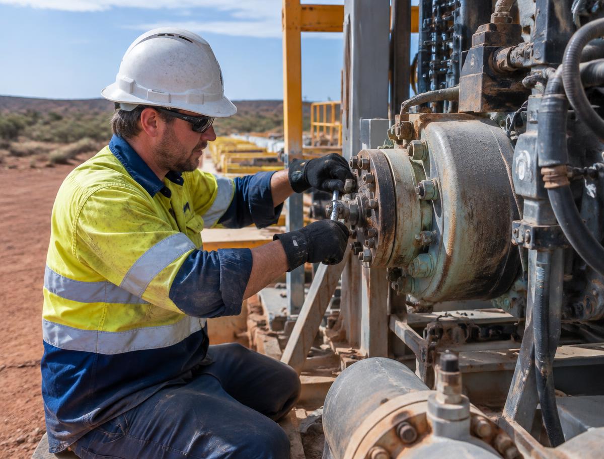 A mechanical fitter maintaining equipment at a remote worksite